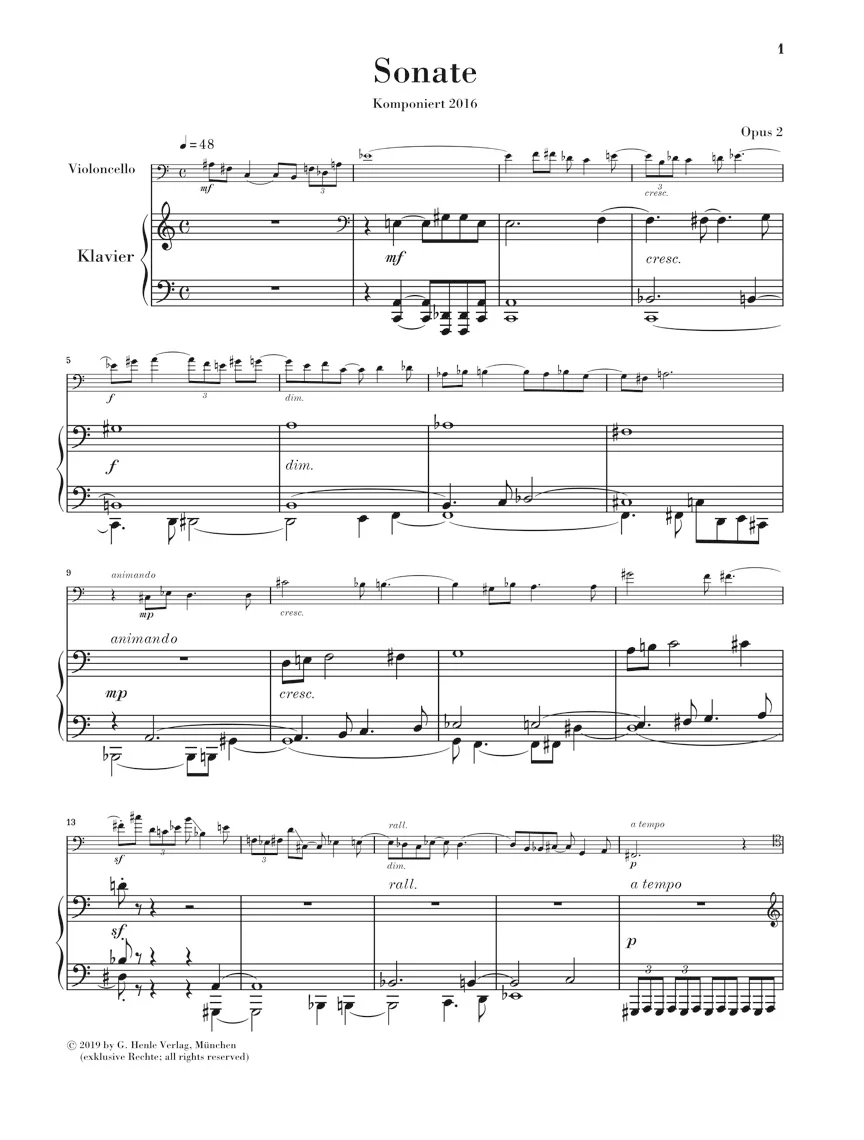 Kissin: Sonata, Op. 2 for Cello and Piano - Image 2