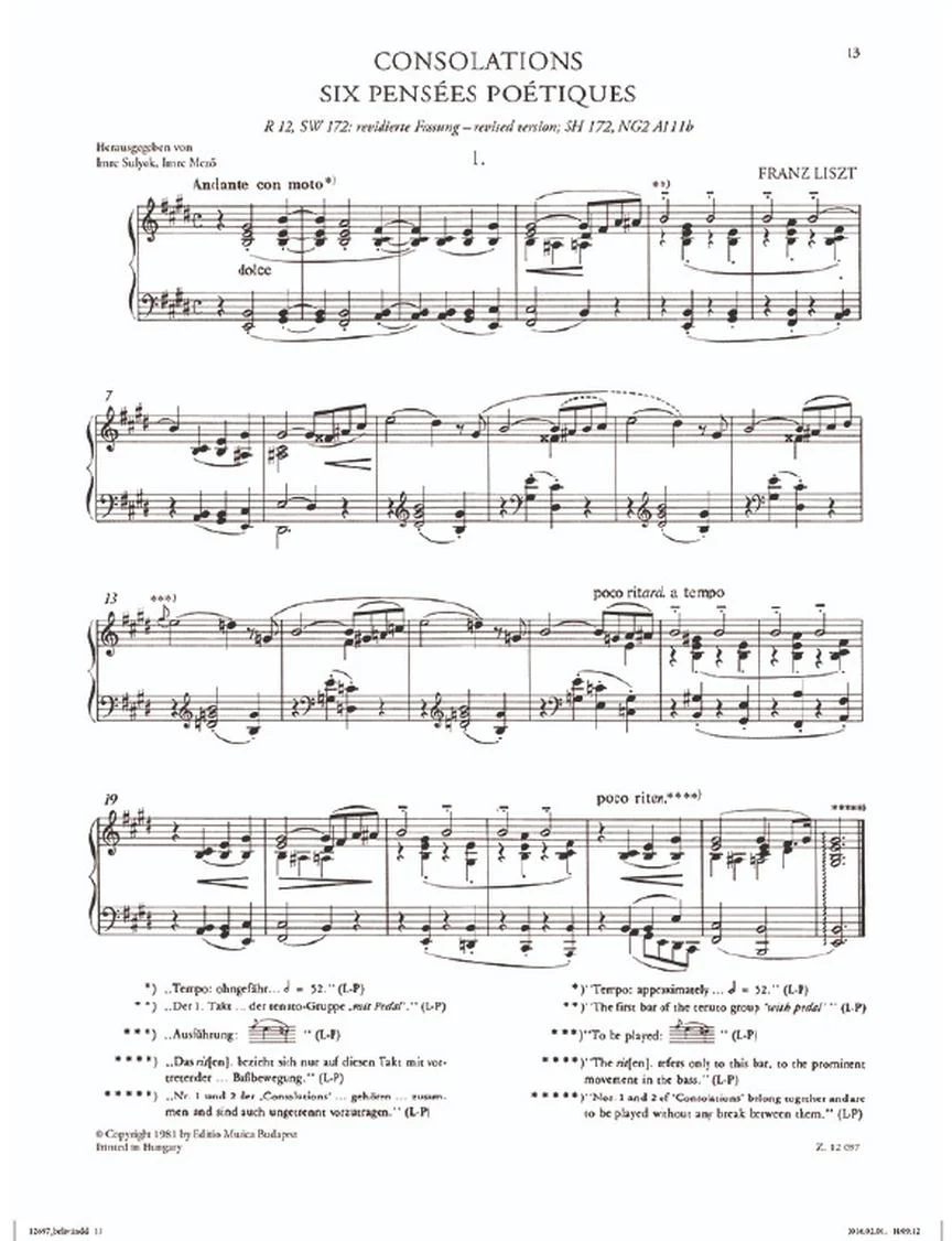 Liszt Consolations (First Version and Revised Version) and Madrigal - Image 2