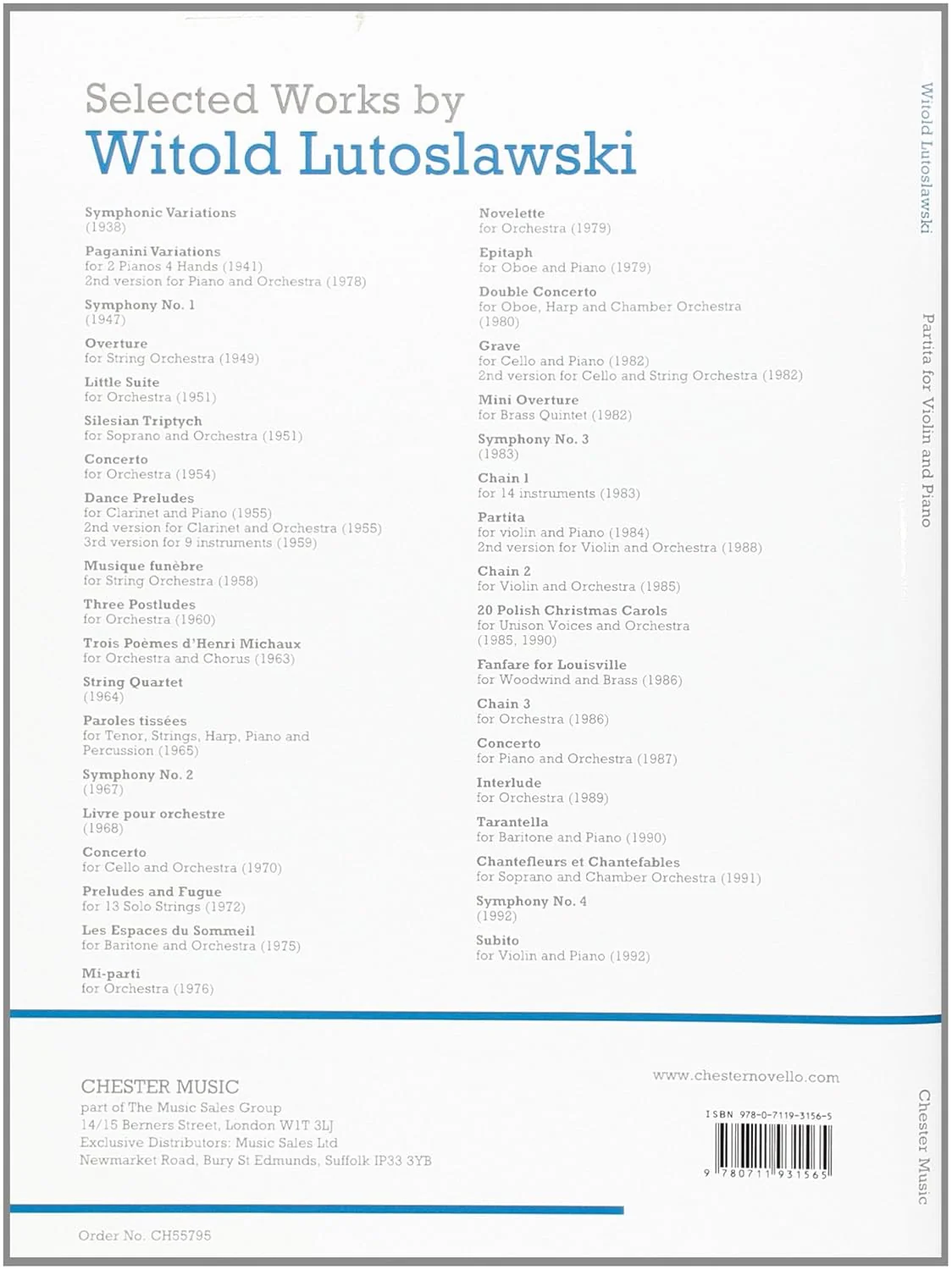 Lutoslawski Partita for Violin and Piano - Image 2