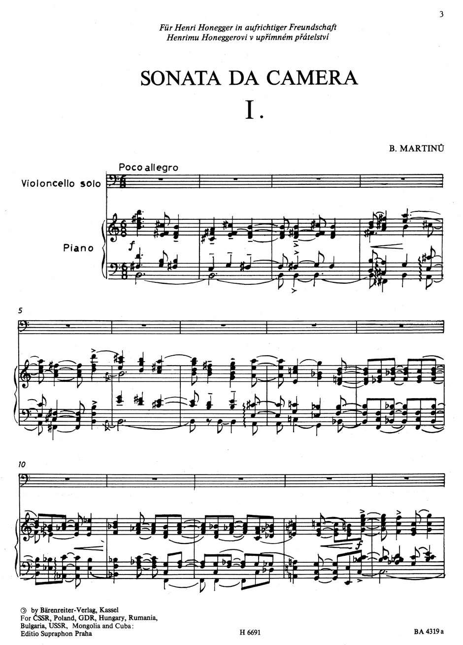 Sonata da camera for Violoncello and Chamber Orchestra (1940) - Image 2