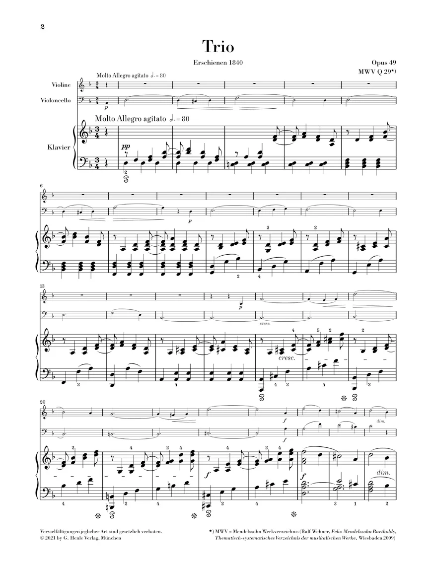Mendelssohn: Piano Trio No. 1 in d minor, Op. 49 - Image 2