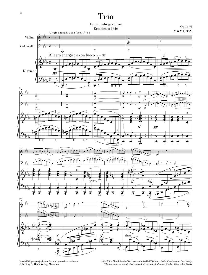 Mendelssohn: Piano Trio No. 2 in c minor, Op. 66 - Image 2