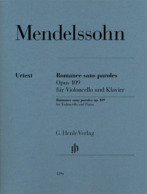 Mendelssohn: Romance sans paroles, Op. 109 for Cello and Piano (Score and Parts)
