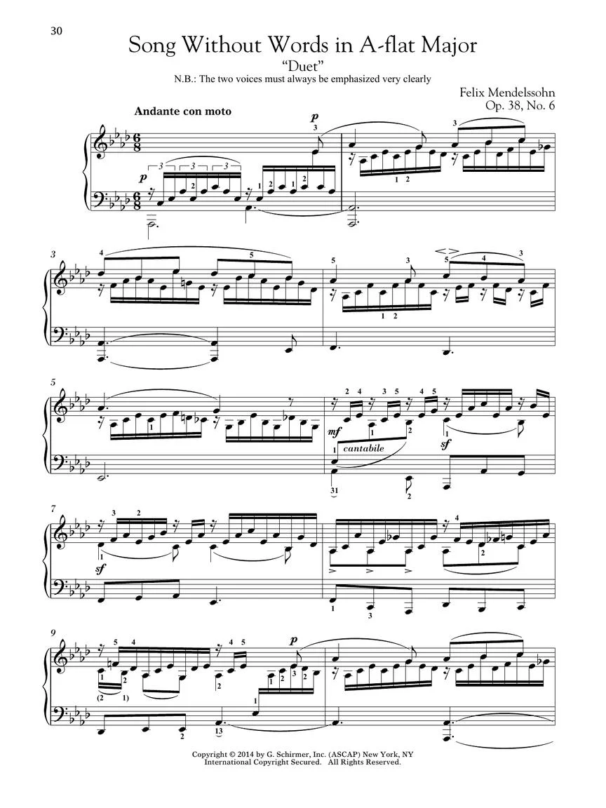 Mendelssohn - Selections from Songs Without Words - Schirmer Performance Editions - Image 7