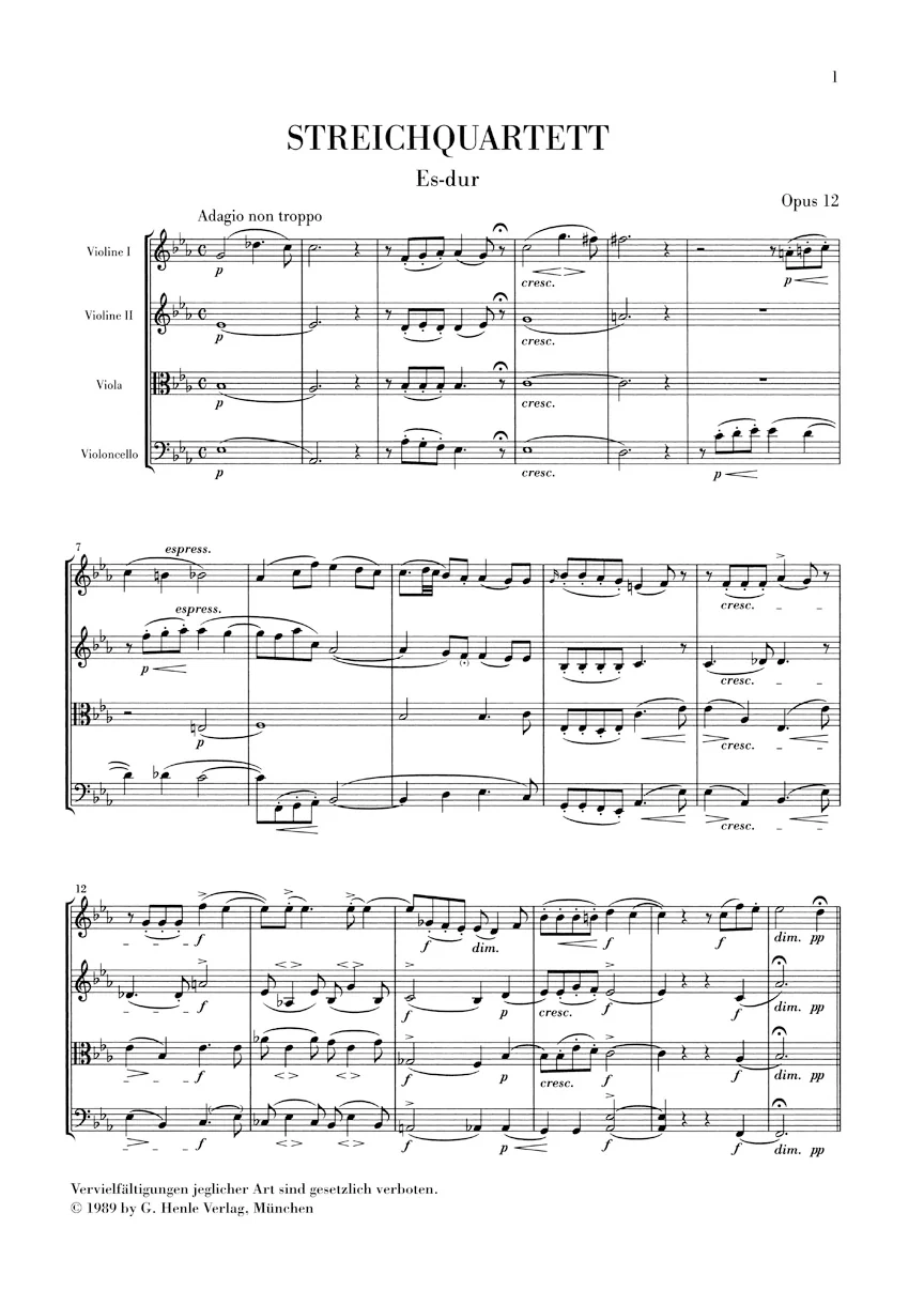 Mendelssohn: String Quartets, Op. 12 and 13 (Study Score) - Image 2
