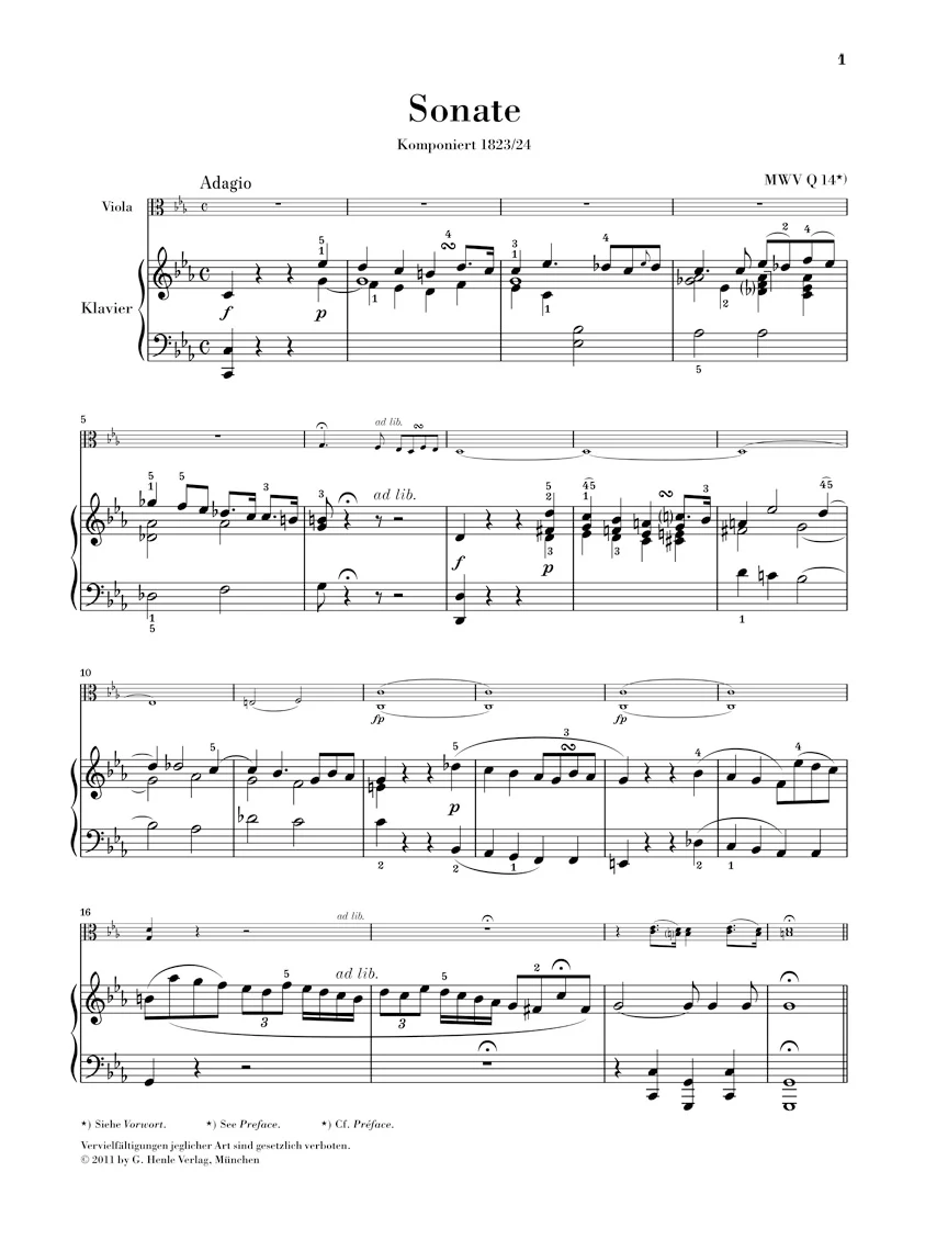 Mendelssohn: Sonata in c minor for Viola and Piano - Image 2