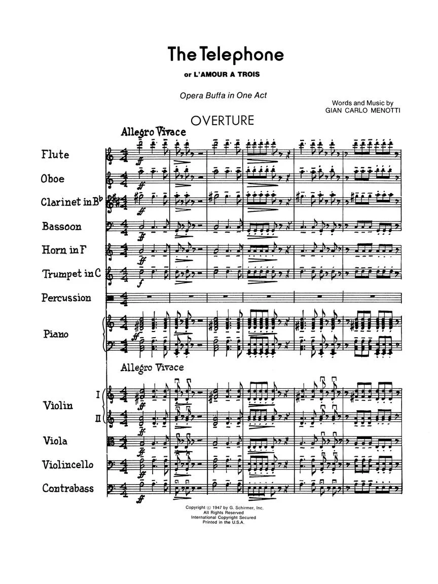Menotti The Telephone Full Score - Image 4