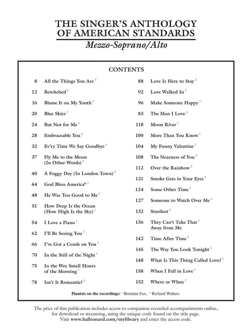 Singer's Anthology of American Standards Mezzo/Alto with Recorded Accompaniment - Image 2