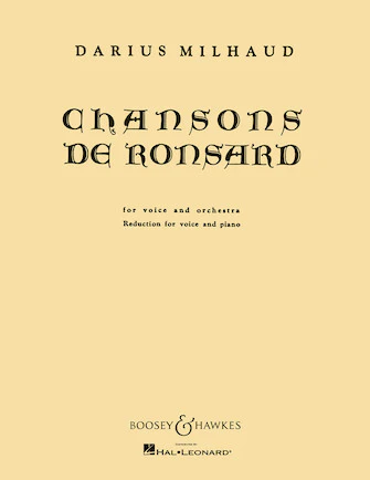 Milhaud Chansons de Ronsard Voice and Piano