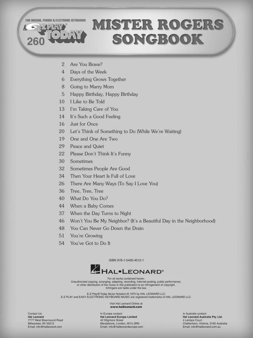Mister Rogers Songbook - E-Z Play Today Vol. 260 - Image 2