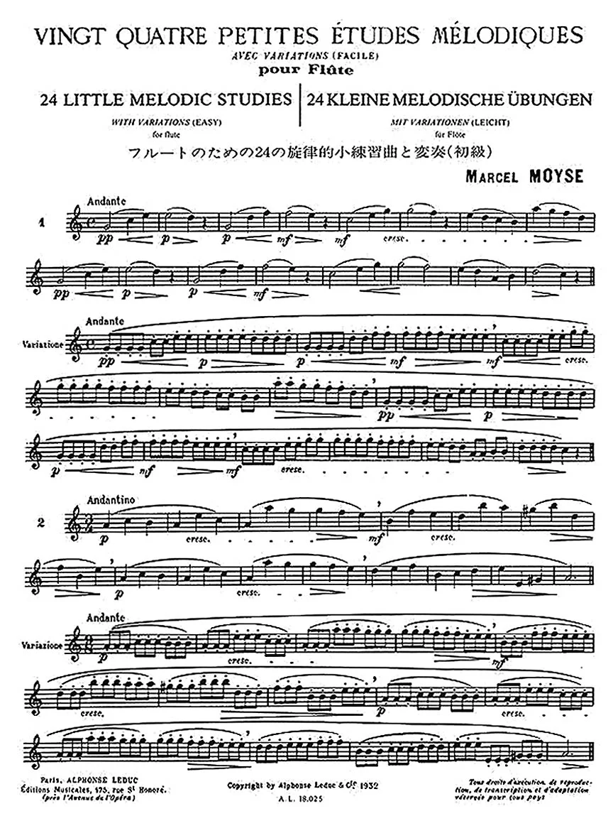 Moyse 24 Petites Etudes Melodiques Avec Variations Flute Traversiere - Image 2