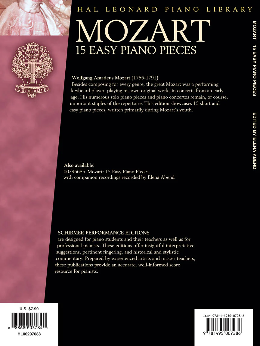 Mozart - 15 Easy Piano Pieces - Schirmer Performance Editions - Book Only - Image 2