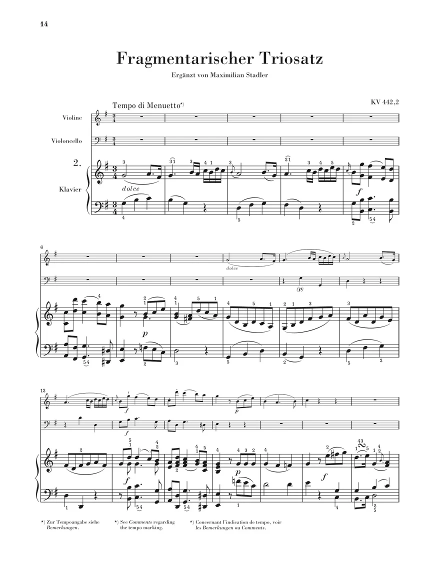 Mozart: Three Movements for Piano Trio - Image 3