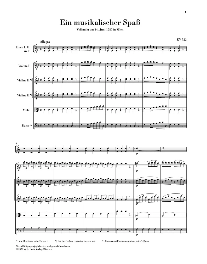 Mozart: A Musical Joke K. 522 for 2 Horns in F and Strings - Image 2