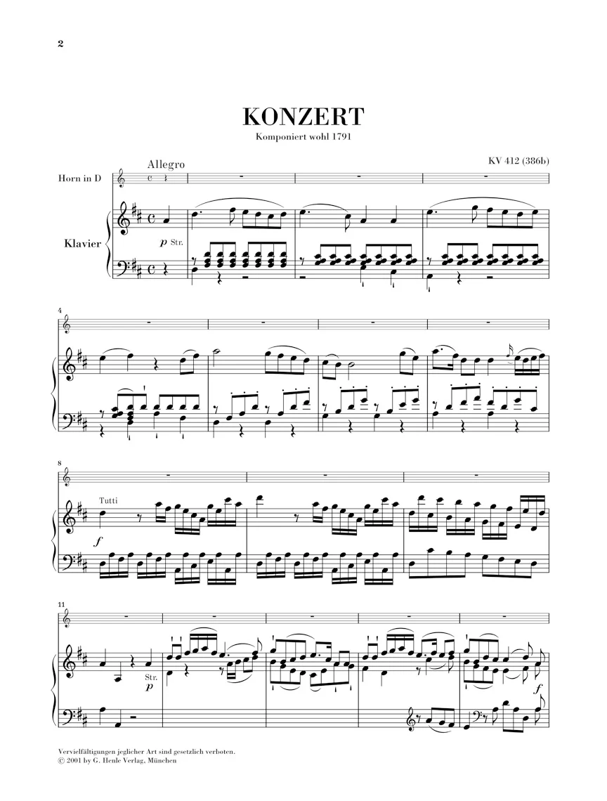 Mozart: Horn Concerto No. 1 in D major with two Rondo versions K. 412/514 - Image 2