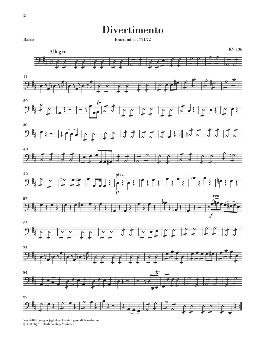 Mozart: Divertimenti K. 136-138 (Salzburg Divertimenti) Set of String Parts - Image 6