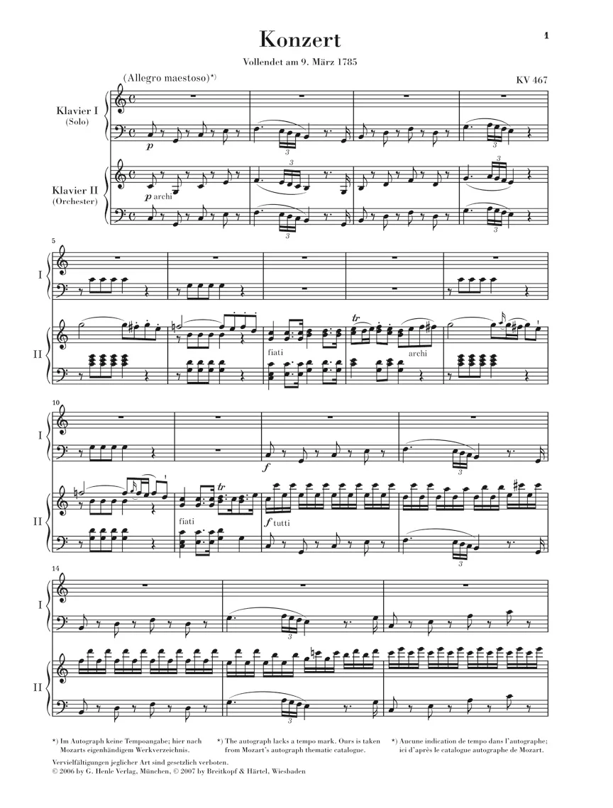Mozart: Piano Concerto in C major K. 467 - Image 2