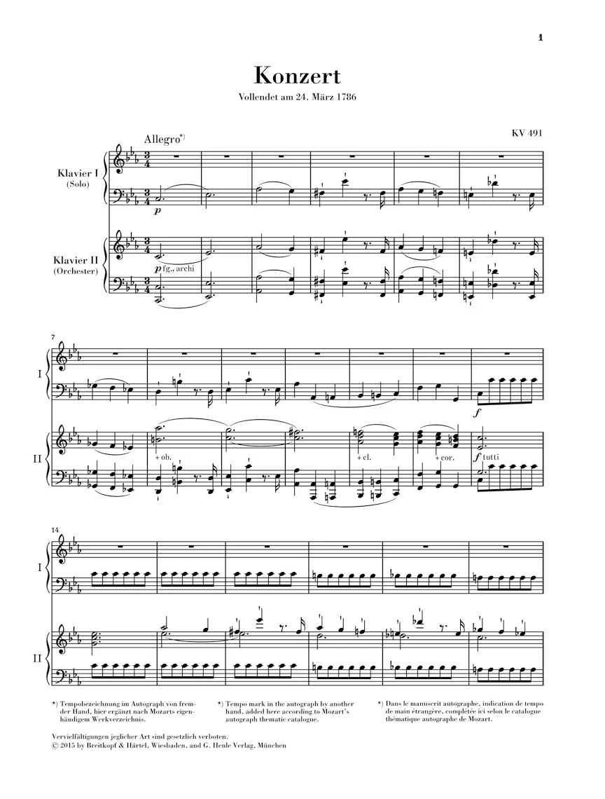 Mozart: Piano Concerto in c minor K. 491 - Image 2