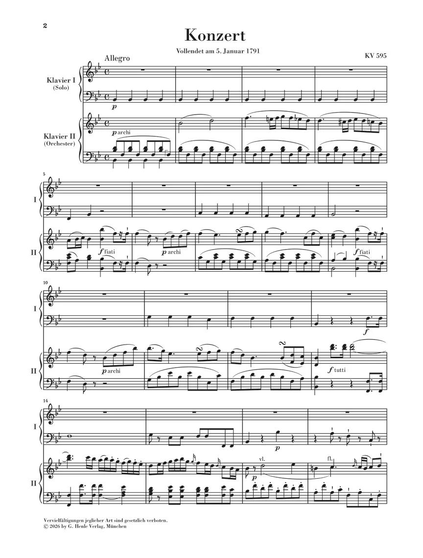 Mozart: Piano Concerto No. 27 B flat major K. 595 - Image 2