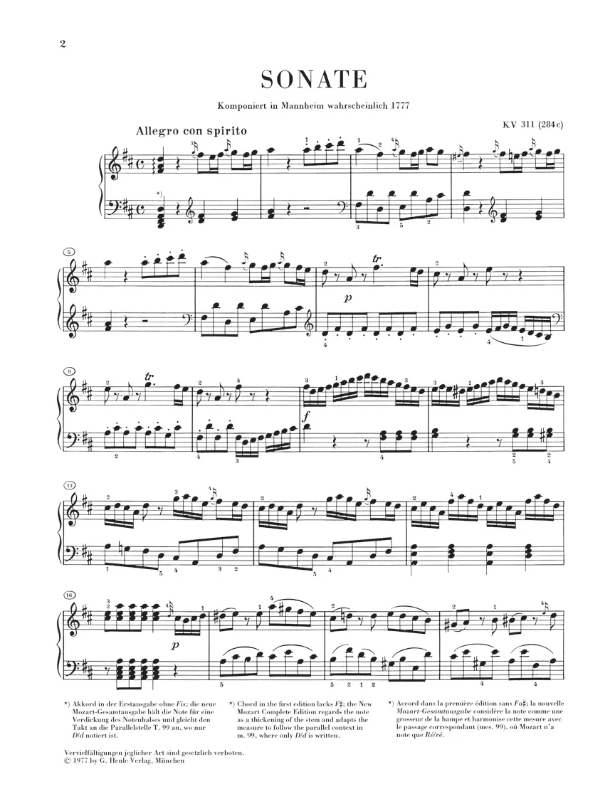 Mozart: Piano Sonata in D major K. 311 (284c) - Image 2