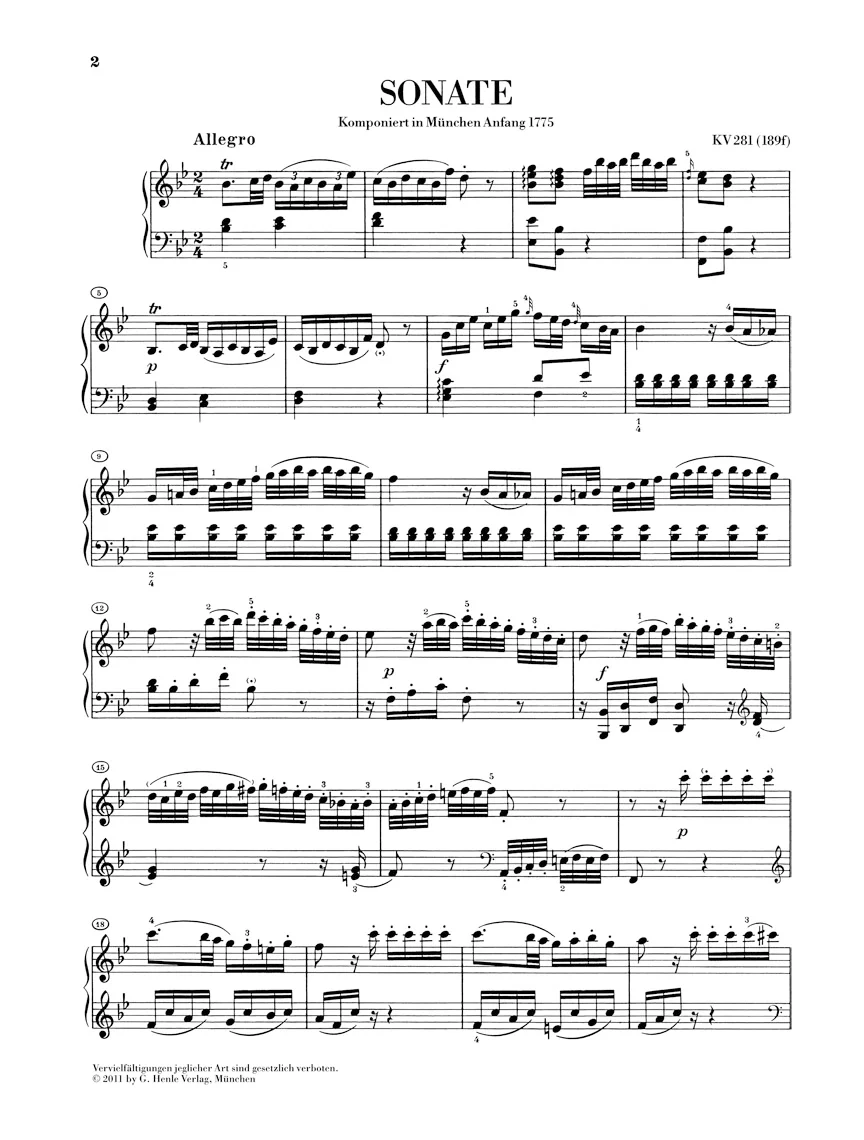 Mozart: Piano Sonata in B flat major K. 281 - Image 2