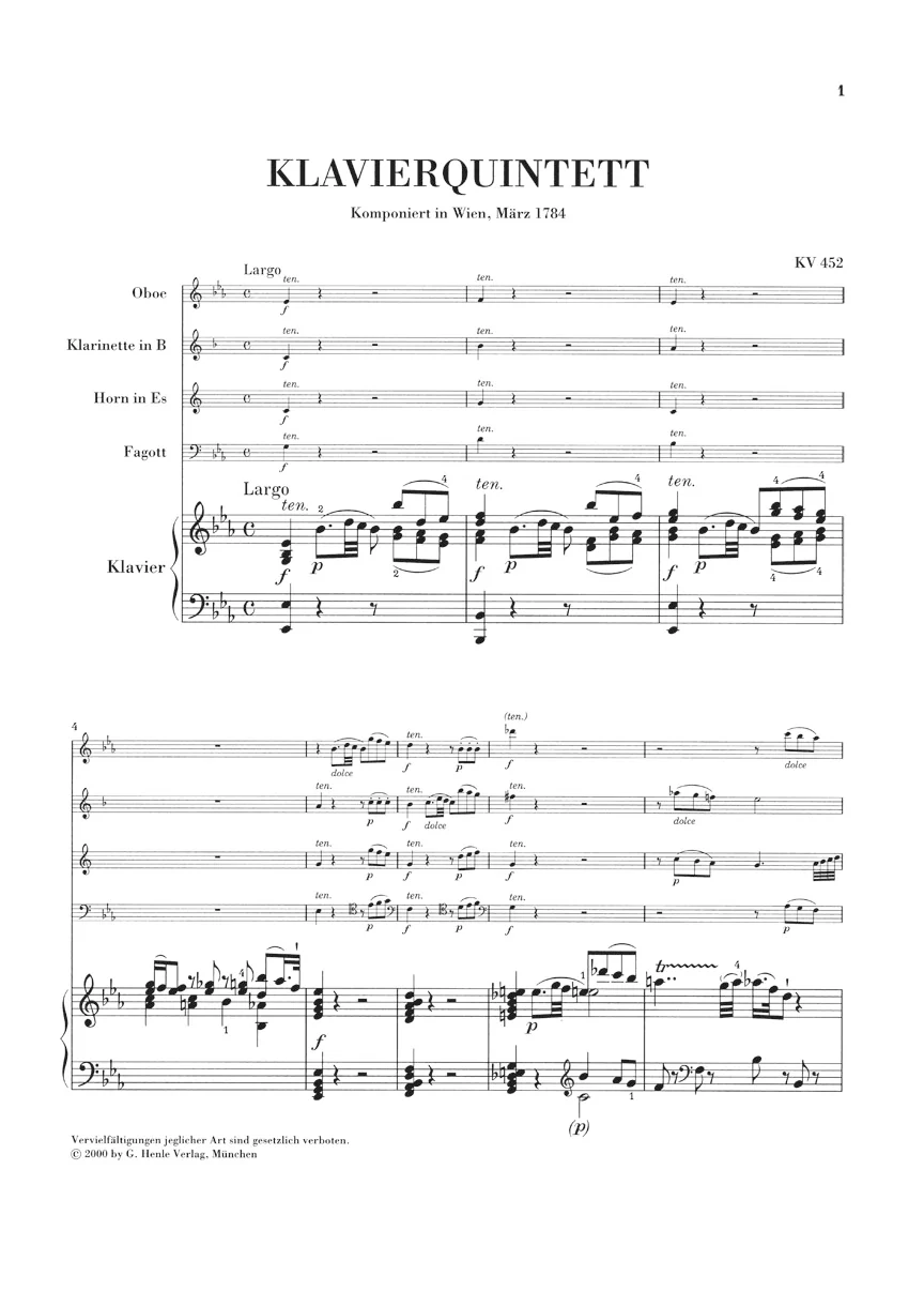 Mozart: Quintet K. 452 K. 617 (Study Score) - Image 2
