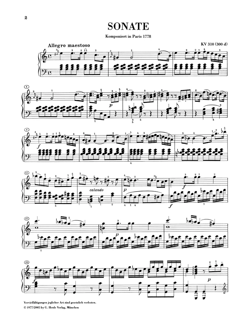 Mozart: Piano Sonata in a minor K. 310 (300d) - Image 2