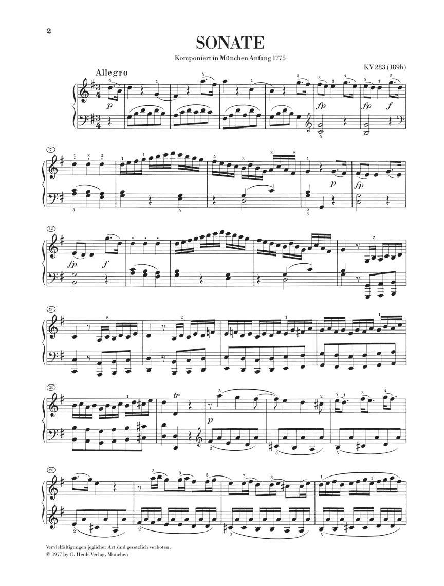 Mozart: Piano Sonata in G major K. 283 (189h) - Image 2