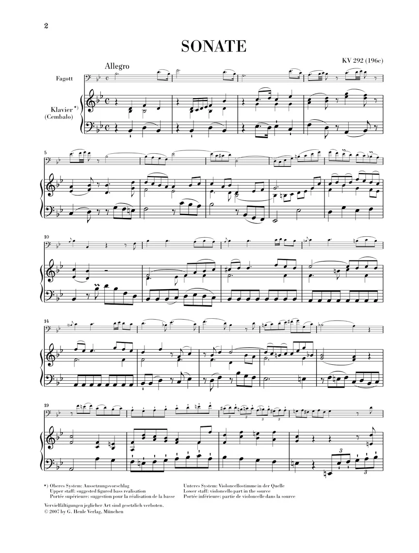 Mozart: Sonata in Bb major K. 292 (196c) - Image 2