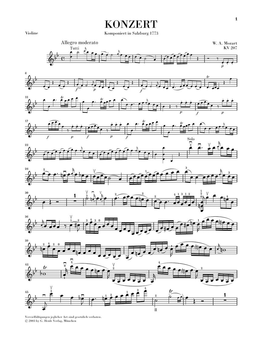 Mozart: Violin Concerto No. 1 in B flat major K. 207 - Image 4