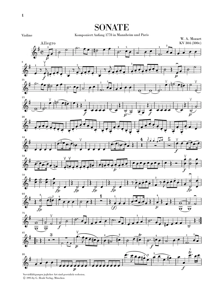 Mozart: Violin Sonata in e minor K. 304 (300c) - Image 4