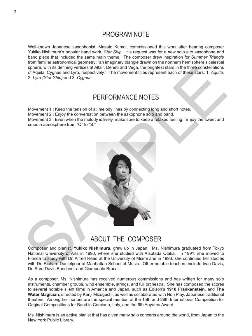 Nishimura Summer Triangle for Alto Sax and Piano - Image 3