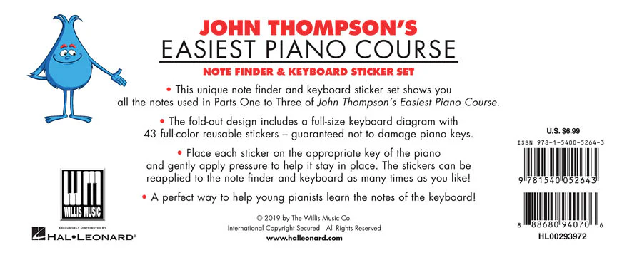 Thompson's Note Finder & Keyboard Sticker Set (JT Easiest Piano Course) - Image 4