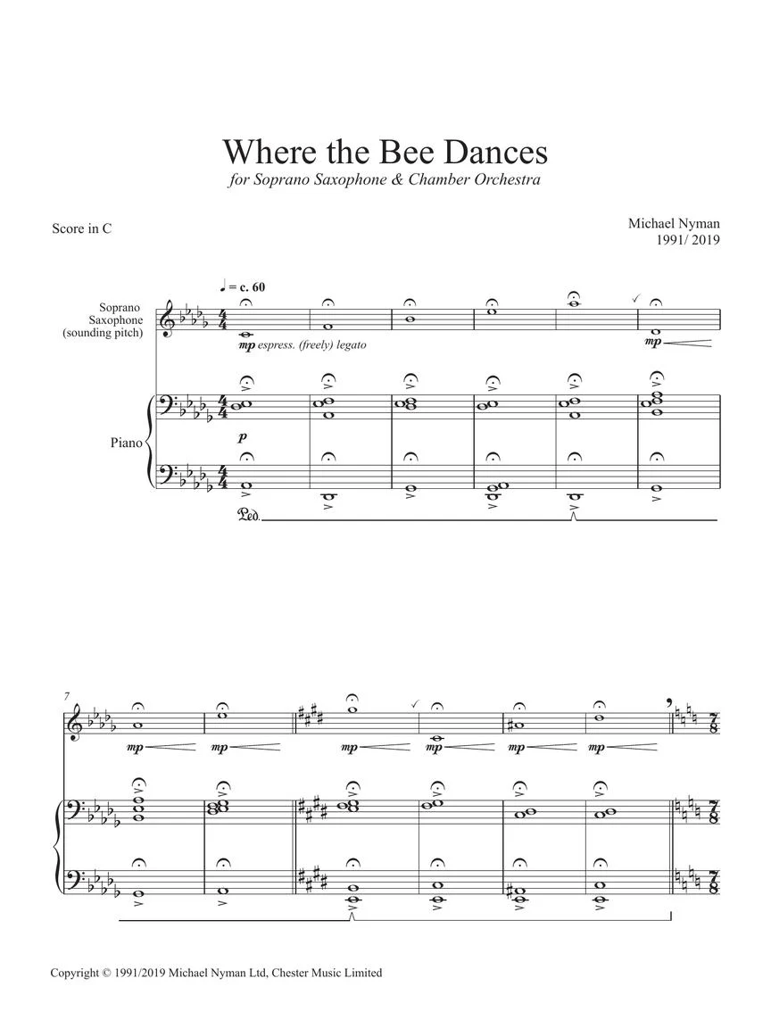 Nyman Where the Bee Dances Saxophone/Piano Reduction - Image 2