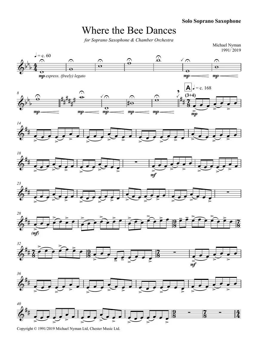 Nyman Where the Bee Dances Saxophone/Piano Reduction - Image 5