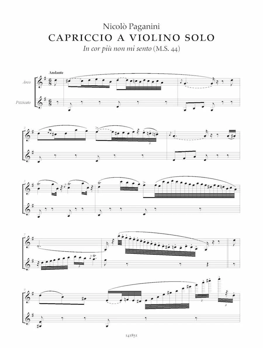 Paganini Capriccio 'In Cor Piu Non Mi Sento' M.S. 44 Violin Solo - Image 4