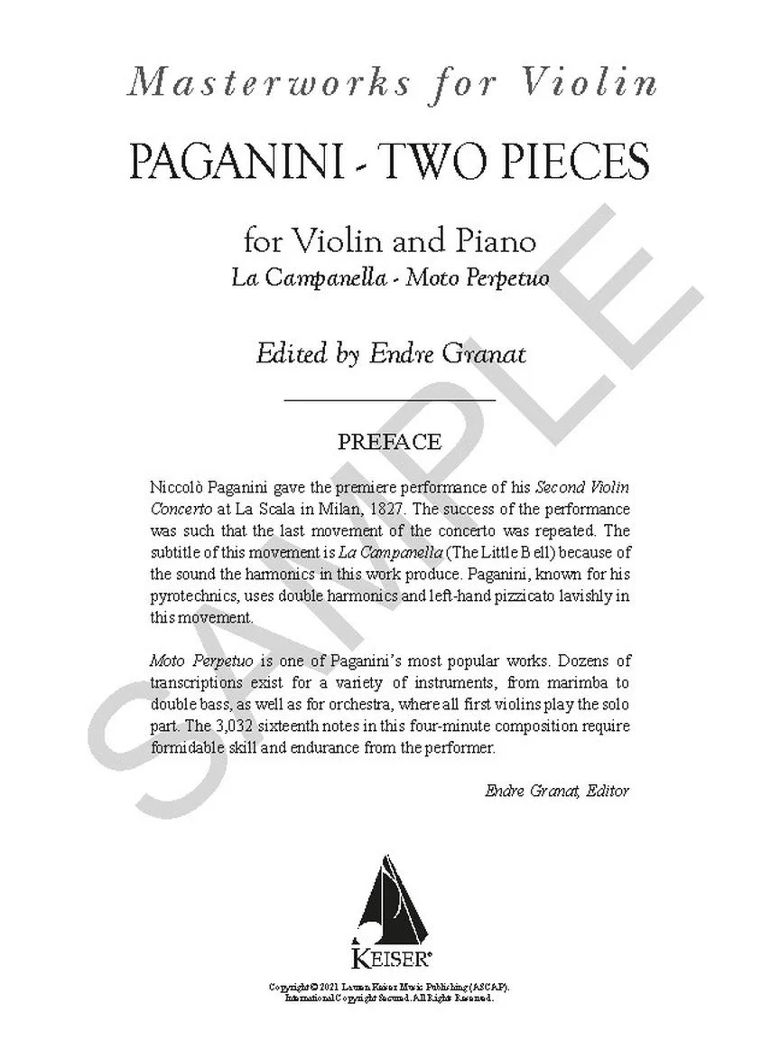 Paganini Two Pieces: La Campanella and Moto Perpetu - Image 2