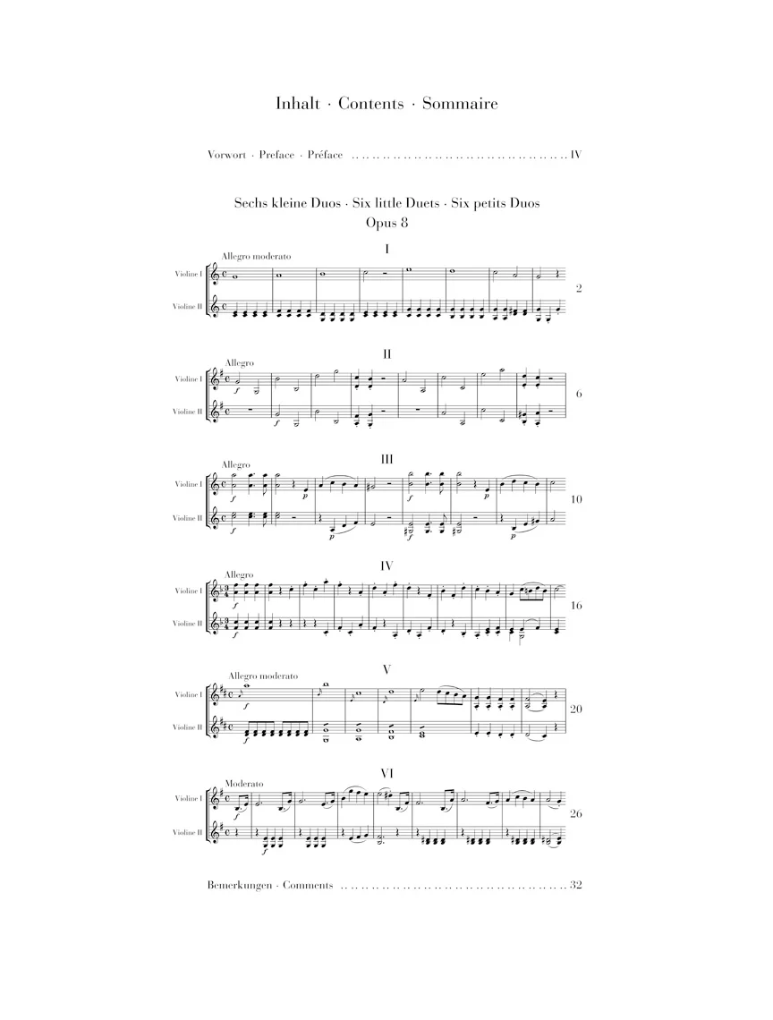 Pleyel: Six little Duets, Op. 8 for two Violins (Score and Parts) - Image 2