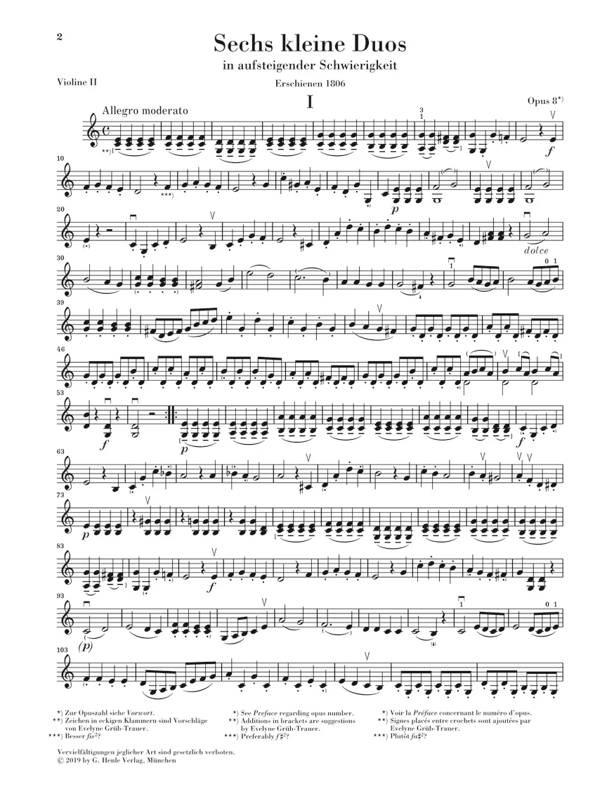 Pleyel: Six little Duets, Op. 8 for two Violins (Score and Parts) - Image 8