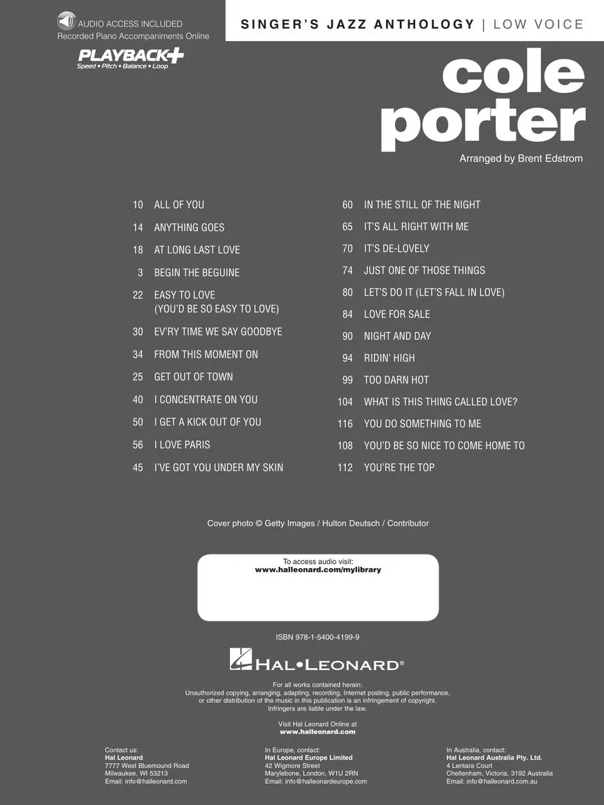 Porter, Cole - Singer's Jazz Anthology - Low Voice - Image 2