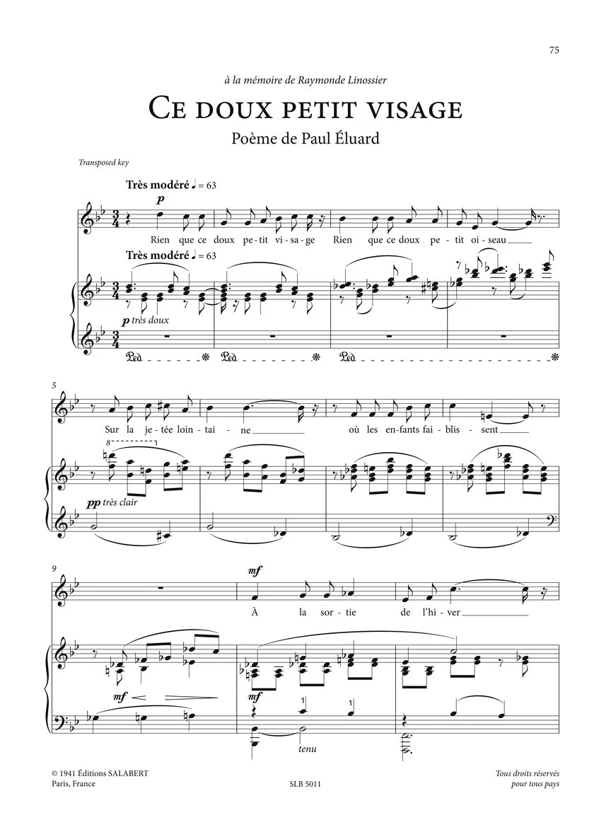 Poulenc 50 Melodies (50 Songs) for Medium/Low Voice and Piano - Image 2