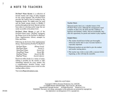 Faber Hymns - Pretime to Bigtime - Primer Level - Image 2