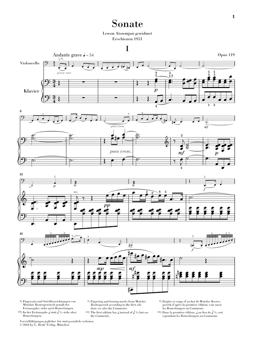 Prokofiev: Sonata, Op. 119 for Cello and Piano - Image 2