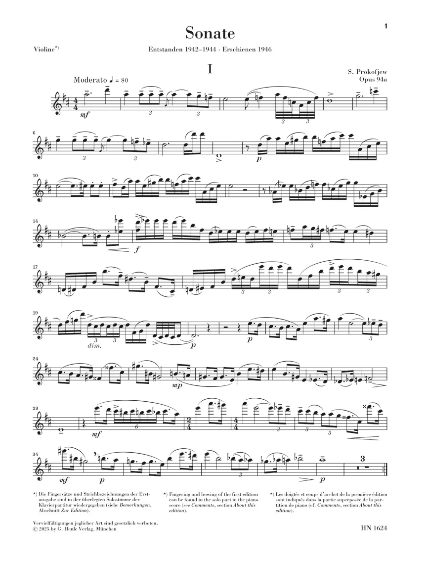 Prokofiev: Sonata No. 2 for Violin and Piano, Op. 94a - Image 4