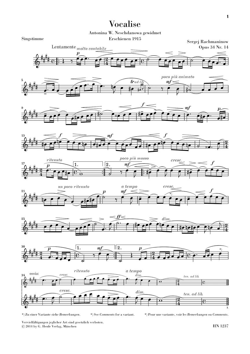 Rachmaninow: Vocalise, Op. 34 Nr. 14 for voice and piano - Image 3