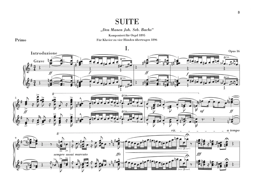 Reger: Suite e minor for Organ, Op. 16 - composer's transcription for Piano four-hands (First Edition) - Image 3