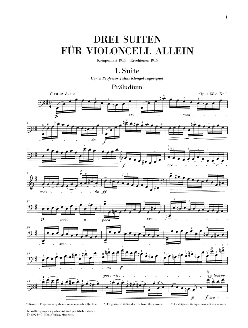 Reger: Three Suites for Cello solo, Op. 131c - Image 3