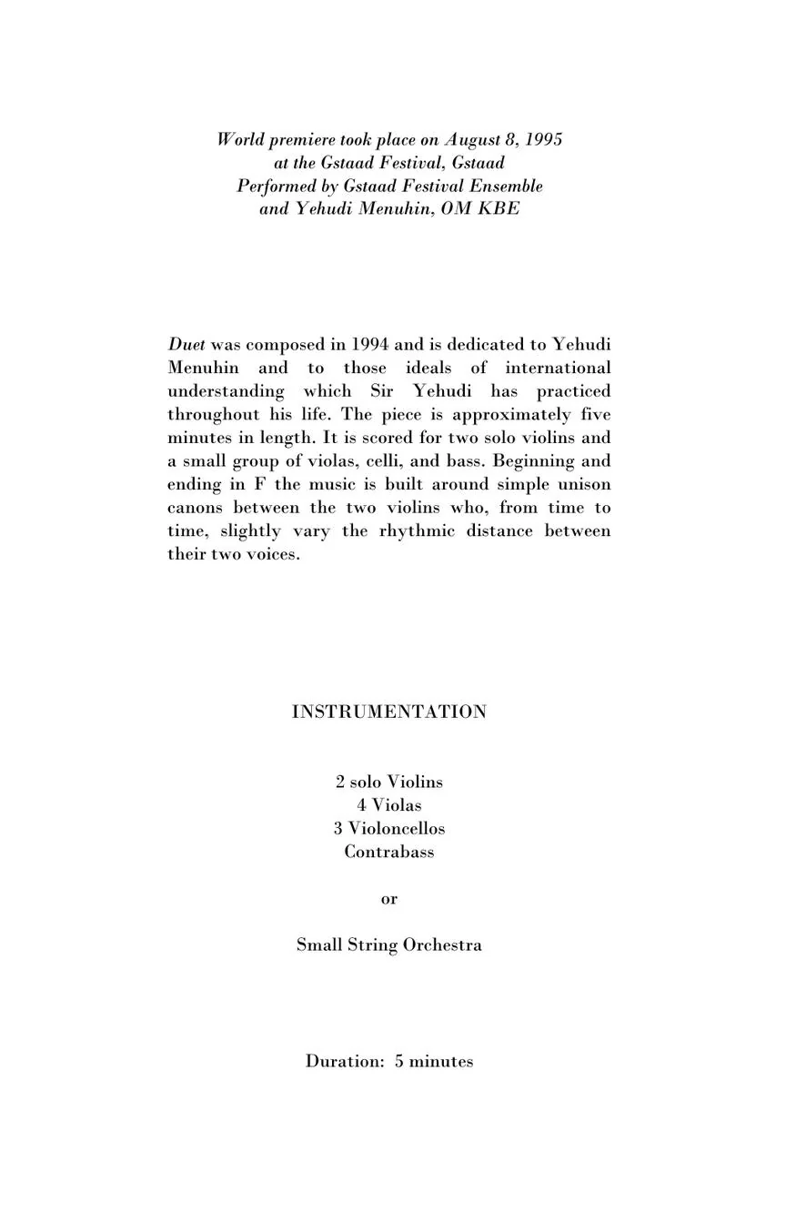 Duet For Two Violins And String Ensemble - Study Score - Image 2