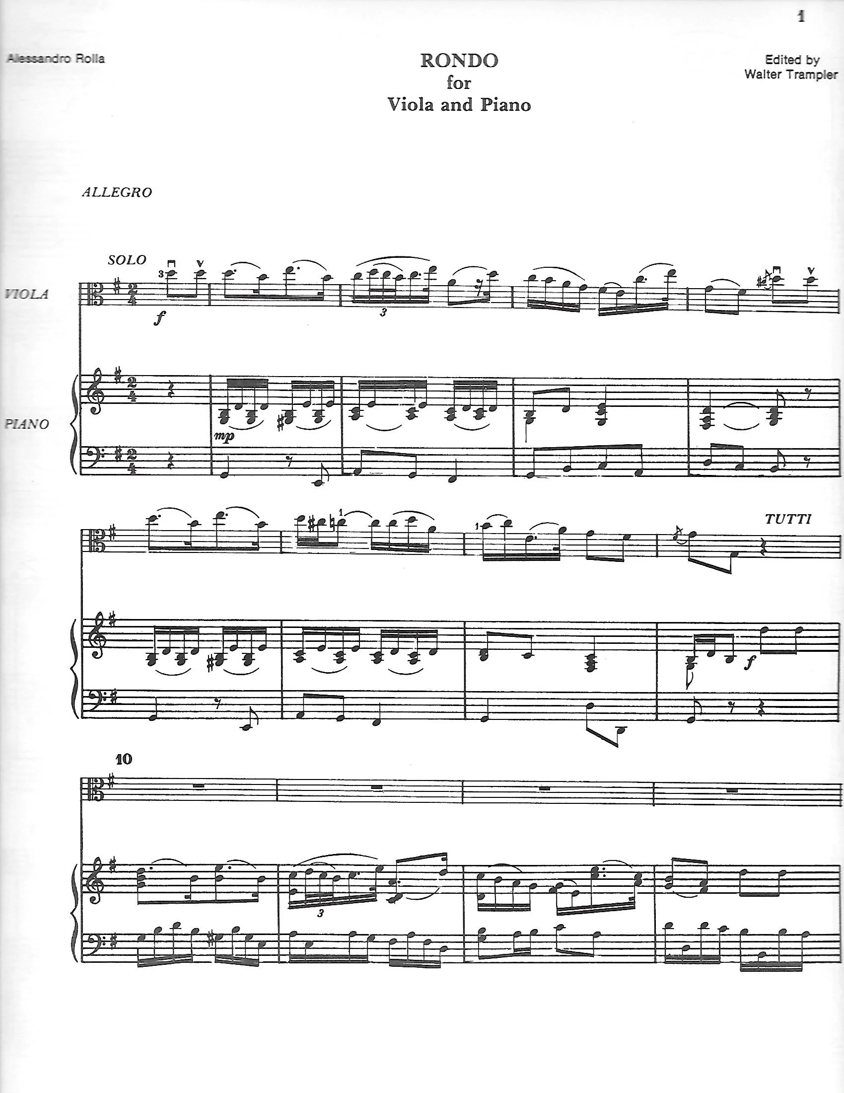 Rolla: Rondo in G for Viola and Piano