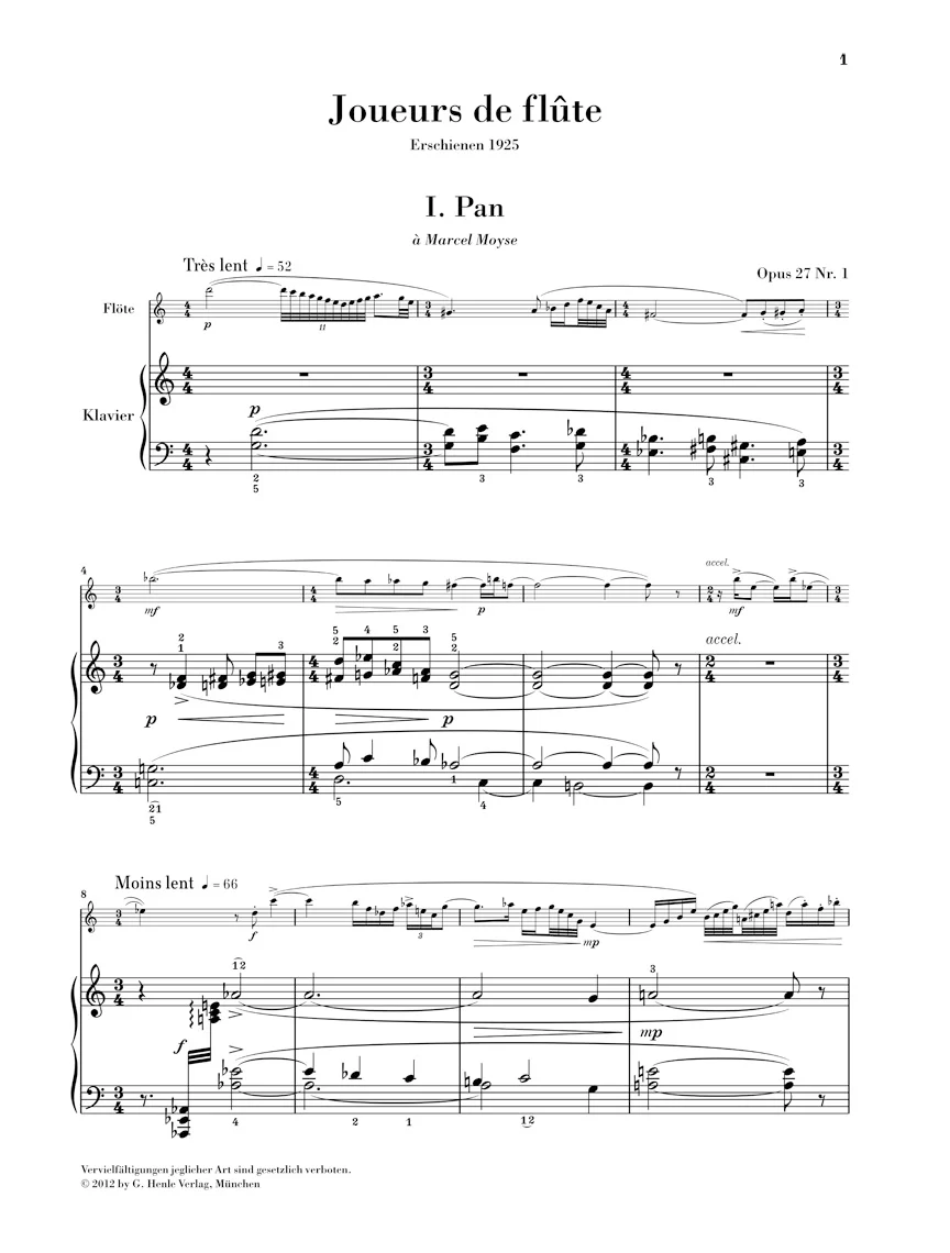 Roussel: Joueurs de flûte, Op. 27 for Flute and Piano - Image 2